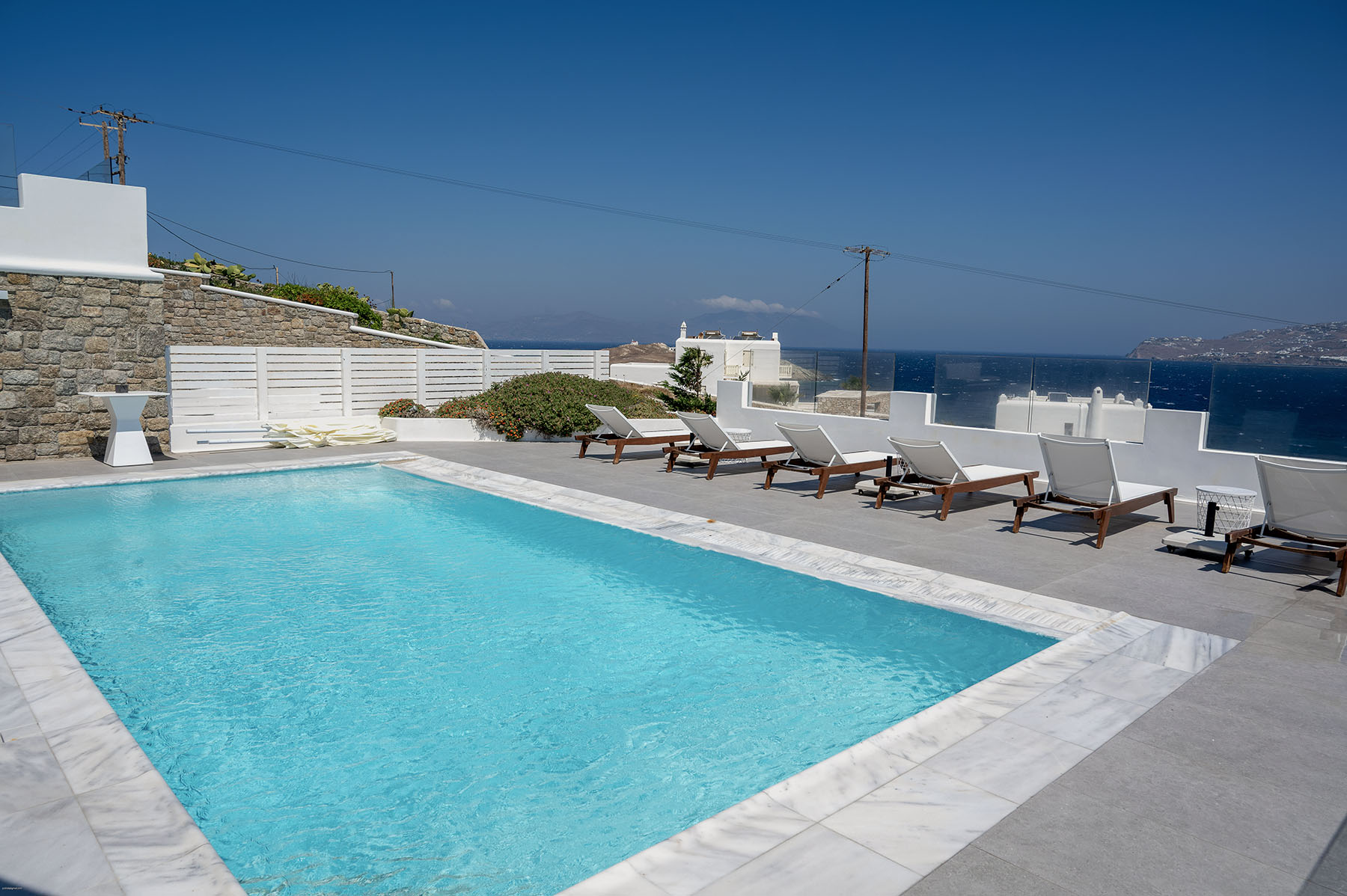 Cycladic villa pool with sea view